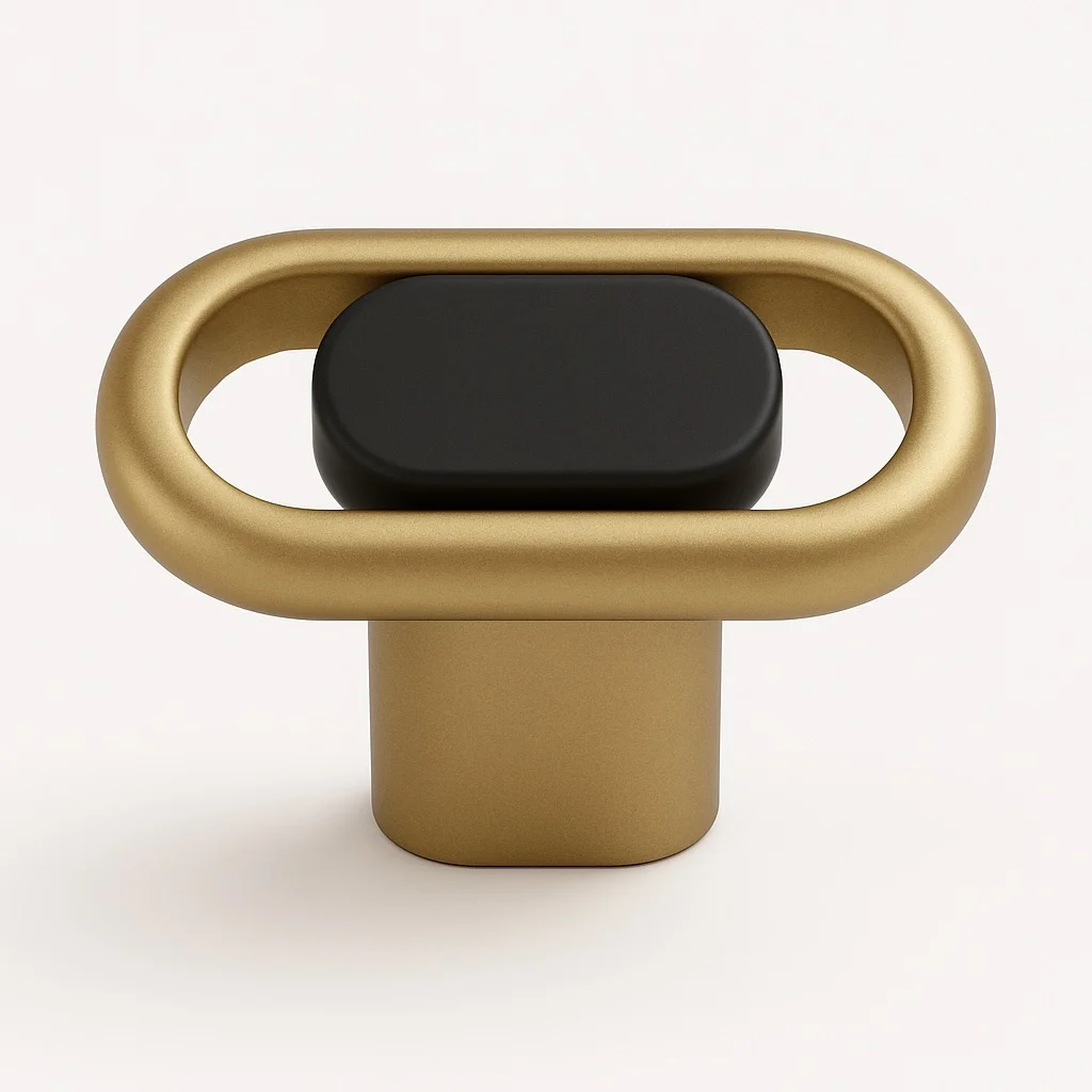 Buton Mobila Lungo Deluxe Negru Mat + Auriu Mat