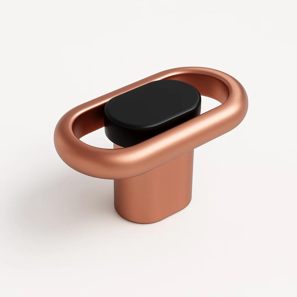 Buton Mobila Lungo Deluxe Negru Mat + Cupru